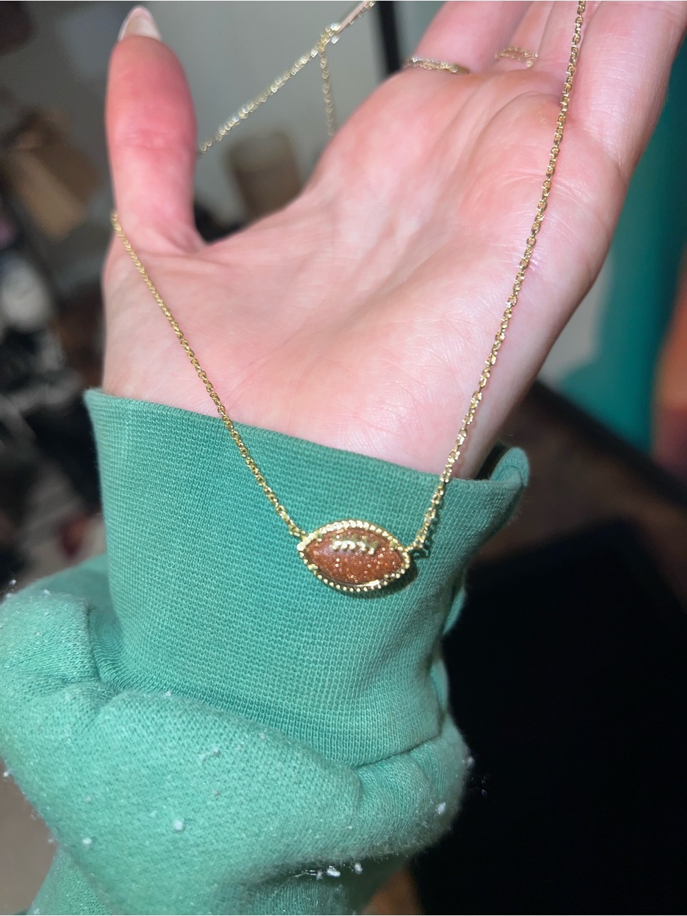 kate spade Gold-Tone Necklace with Brown Druzy Marquise Pendant